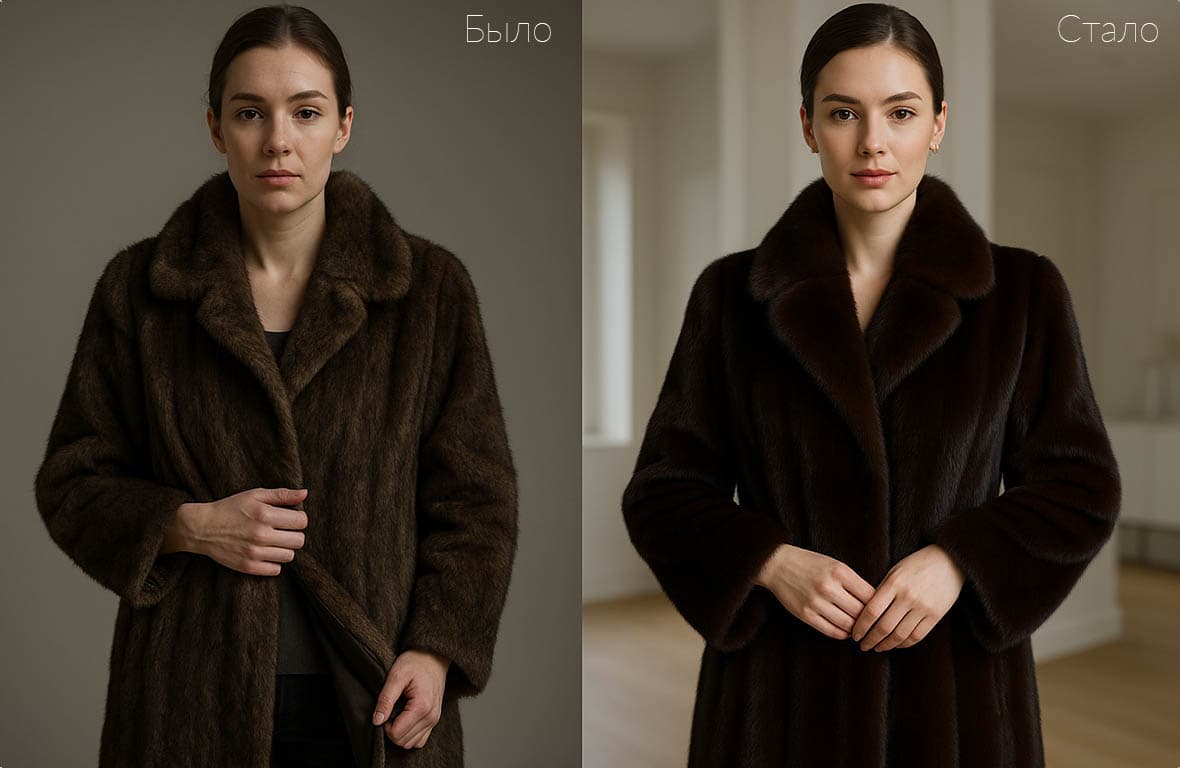 Реставрация норковой шубы — до и после