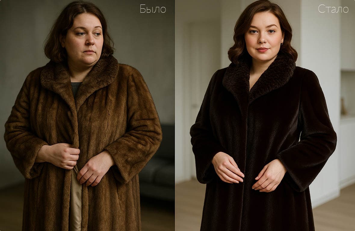 Перекрой норковой шубы — до и после