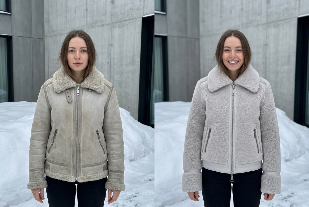 Реставрация дублёнки — до и после